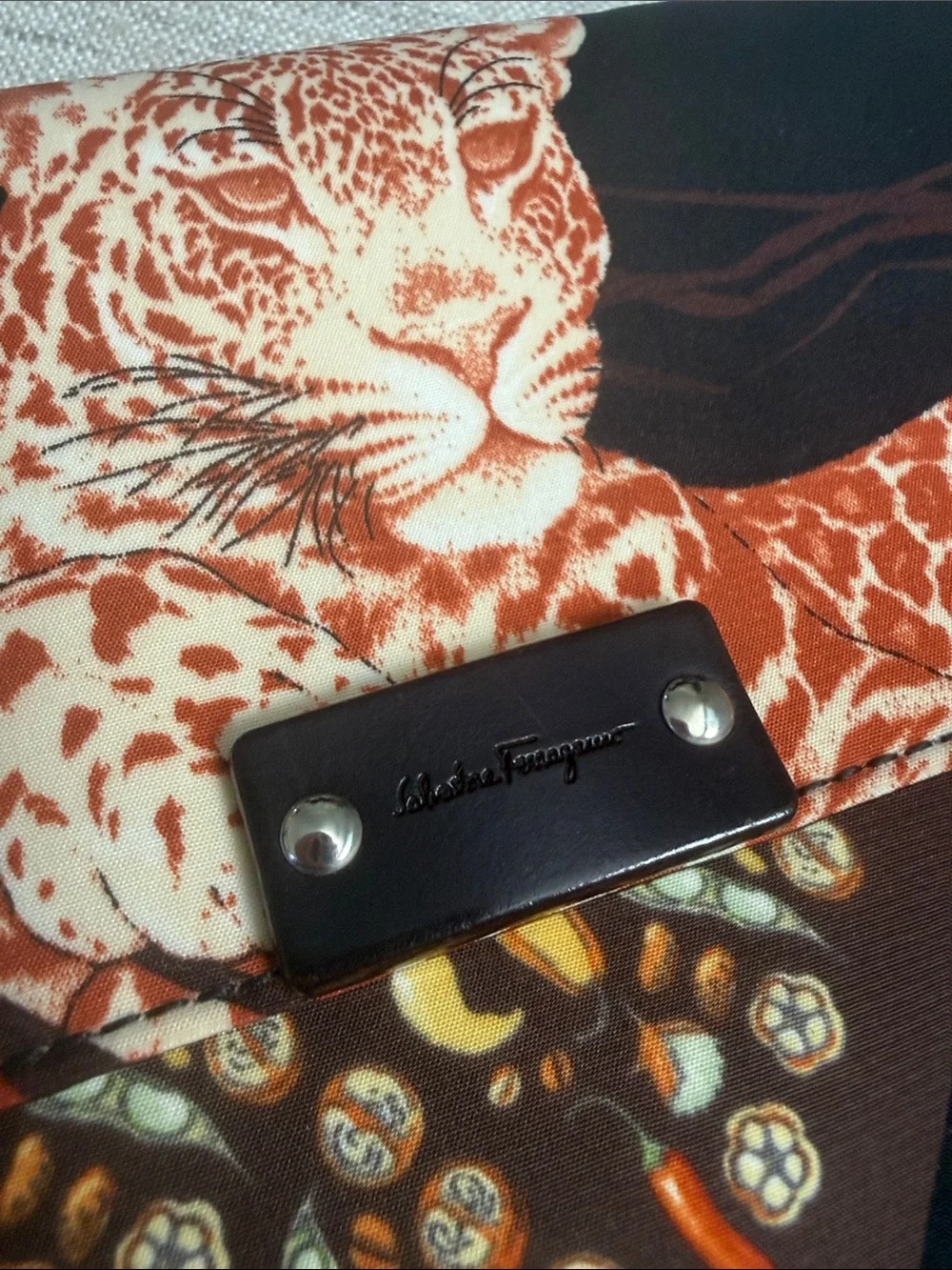 Salvatore Ferragamo Vintage Leopard-Print Shoulder Bag Black Floral Print
